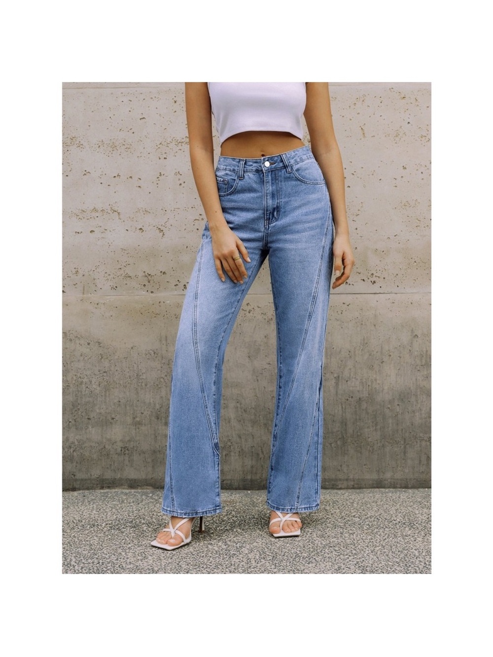 Commense Light Blue High-Rise Wide-Leg Jeans